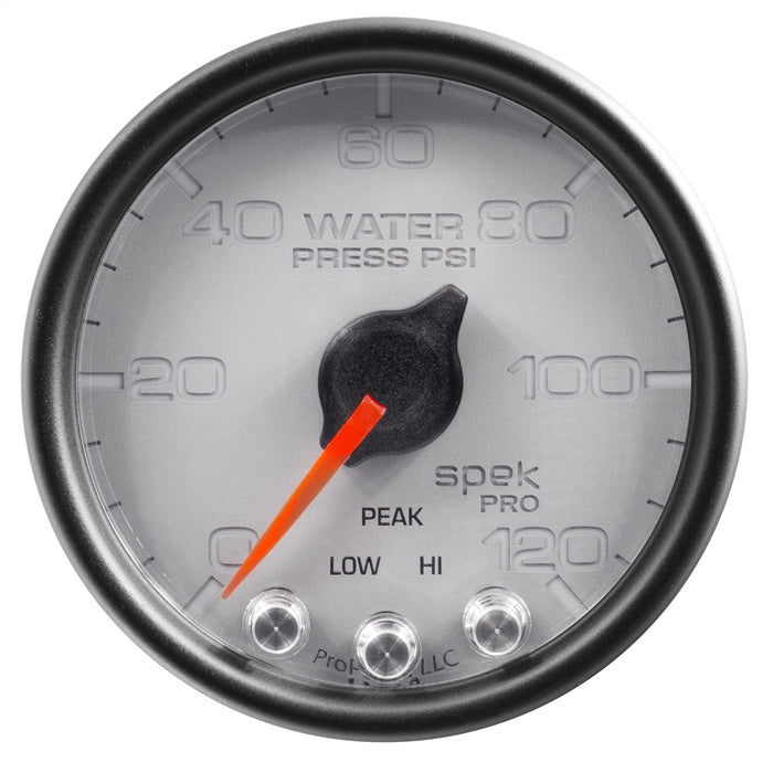 AutoMeter P34522 GAUGE; WATER PRESS; 2 1/16in.; 120PSI; STEPPER MOTOR W/PEAK/WARN; SLVR/BLK; SPEK - Truck Part Superstore