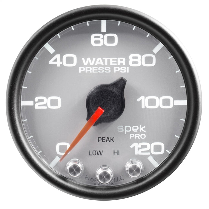 AutoMeter P34522 GAUGE; WATER PRESS; 2 1/16in.; 120PSI; STEPPER MOTOR W/PEAK/WARN; SLVR/BLK; SPEK - Truck Part Superstore