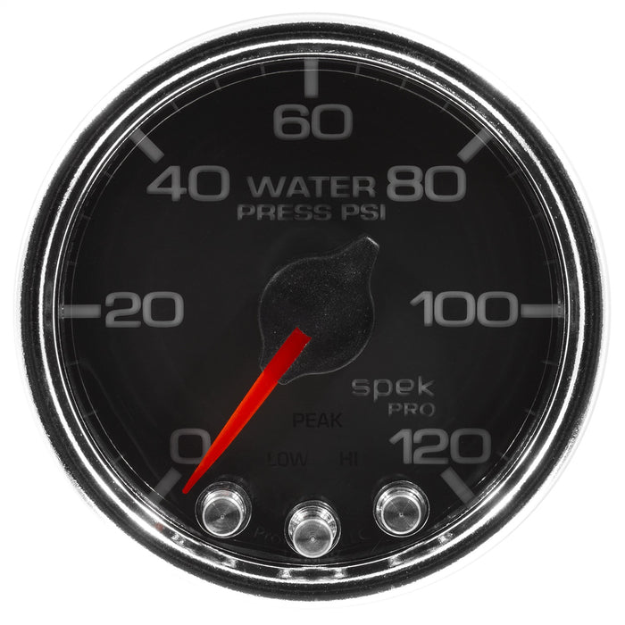 AutoMeter P34531 GAUGE; WATER PRESS; 2 1/16in.; 120PSI; STEPPER MOTOR W/PEAK/WARN; BLK/CHRM; SPEK - Truck Part Superstore