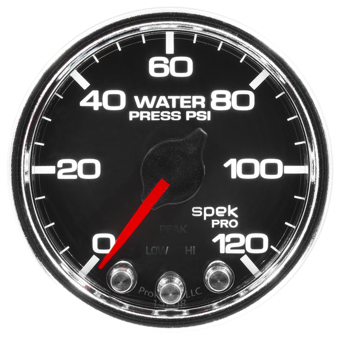 AutoMeter P34531 GAUGE; WATER PRESS; 2 1/16in.; 120PSI; STEPPER MOTOR W/PEAK/WARN; BLK/CHRM; SPEK - Truck Part Superstore