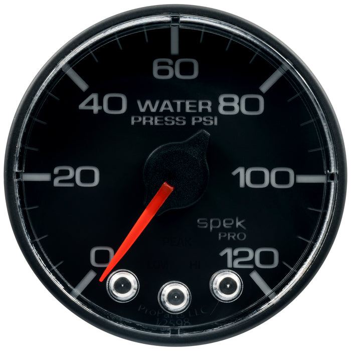 AutoMeter P345328 GAUGE; WATER PRESS; 2 1/16in.; 120PSI; STEPPER MOTOR W/PEAK/WARN; BLK/BLK; SPEK - Truck Part Superstore
