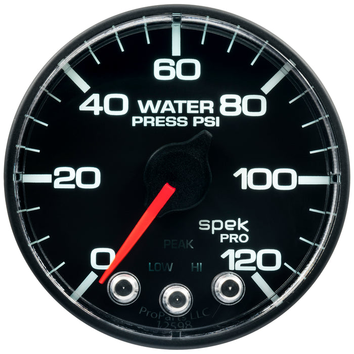 AutoMeter P345328 GAUGE; WATER PRESS; 2 1/16in.; 120PSI; STEPPER MOTOR W/PEAK/WARN; BLK/BLK; SPEK - Truck Part Superstore