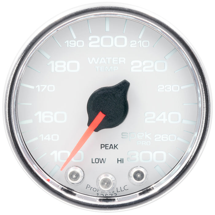 AutoMeter P34611 GAUGE; WATER TEMP; 2 1/16in.; 300deg.F; STEPPER MOTOR W/PEAK/WARN; WHT/CHRM; SPE - Truck Part Superstore