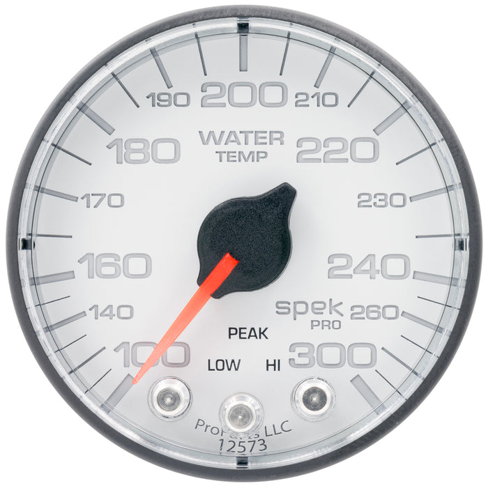 AutoMeter P346128 GAUGE; WATER TEMP; 2 1/16in.; 300deg.F; STEPPER MOTOR W/PEAK/WARN; WHT/BLK; SPEK - Truck Part Superstore