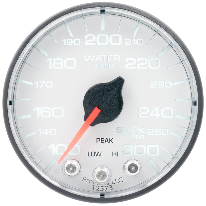 AutoMeter P346128 GAUGE; WATER TEMP; 2 1/16in.; 300deg.F; STEPPER MOTOR W/PEAK/WARN; WHT/BLK; SPEK - Truck Part Superstore