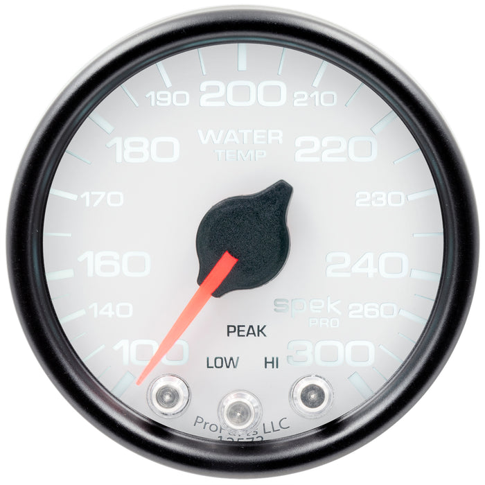AutoMeter P34612 GAUGE; WATER TEMP; 2 1/16in.; 300deg.F; STEPPER MOTOR W/PEAK/WARN; WHT/BLK; SPEK - Truck Part Superstore