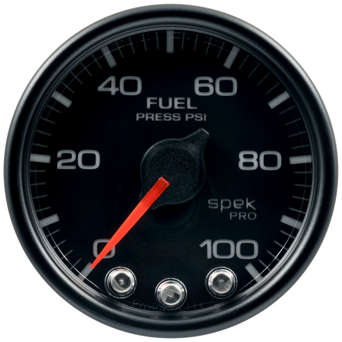AutoMeter P51432 2-1/16in. FUEL PRESSURE; 0-100 PSI; SPEK-PRO; BLACK/BLACK; ECU - Truck Part Superstore