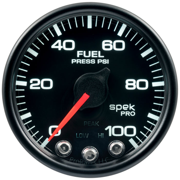AutoMeter P51432 2-1/16in. FUEL PRESSURE; 0-100 PSI; SPEK-PRO; BLACK/BLACK; ECU - Truck Part Superstore