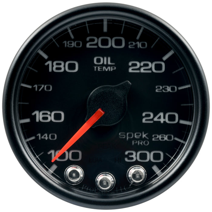 AutoMeter P52232 2-1/16in. OIL TEMPERATURE; 100-300 deg.F; SPEK-PRO; BLACK/BLACK; ECU - Truck Part Superstore