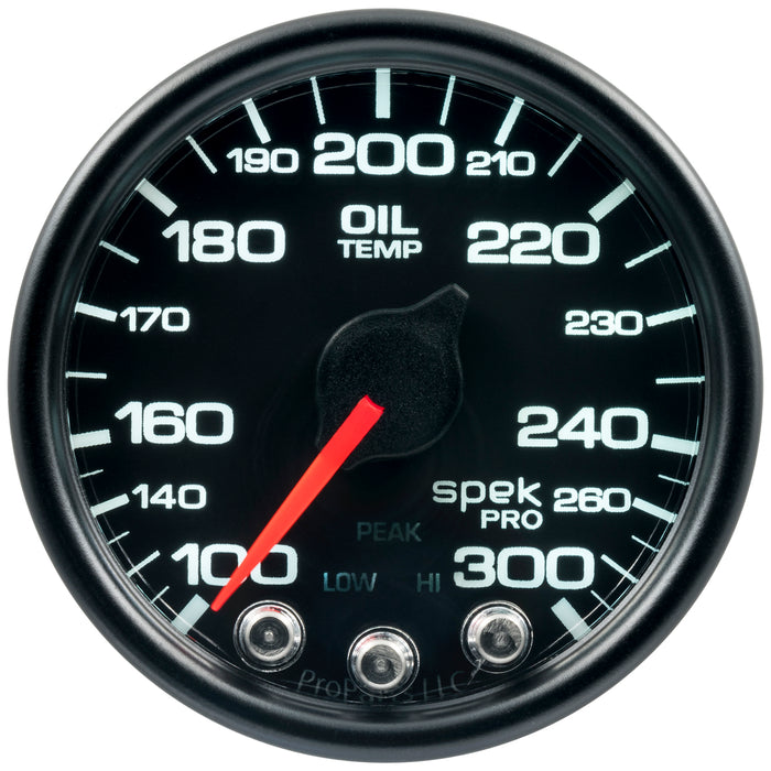 AutoMeter P52232 2-1/16in. OIL TEMPERATURE; 100-300 deg.F; SPEK-PRO; BLACK/BLACK; ECU - Truck Part Superstore