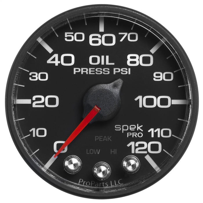 AutoMeter P525328 2-1/16in. OIL PRESSURE; 0-120 PSI; SPEK-PRO; BLACK/BLACK; ECU - Truck Part Superstore