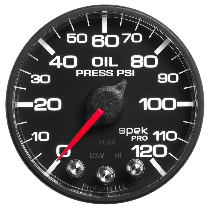 AutoMeter P525328 2-1/16in. OIL PRESSURE; 0-120 PSI; SPEK-PRO; BLACK/BLACK; ECU - Truck Part Superstore