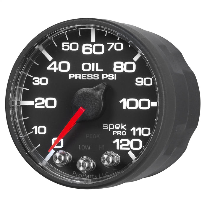 AutoMeter P525328 2-1/16in. OIL PRESSURE; 0-120 PSI; SPEK-PRO; BLACK/BLACK; ECU - Truck Part Superstore
