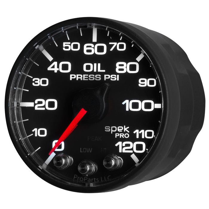 AutoMeter P525328 2-1/16in. OIL PRESSURE; 0-120 PSI; SPEK-PRO; BLACK/BLACK; ECU - Truck Part Superstore