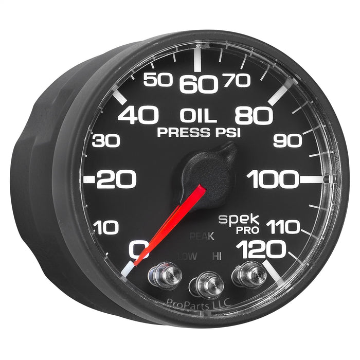 AutoMeter P525328 2-1/16in. OIL PRESSURE; 0-120 PSI; SPEK-PRO; BLACK/BLACK; ECU - Truck Part Superstore