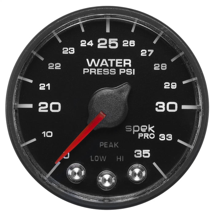 AutoMeter P543328-N1 2-1/16in. WATER PRESSURE; 0-35 PSI; SPEK-PRO; BLACK/BLACK; ECU - Truck Part Superstore