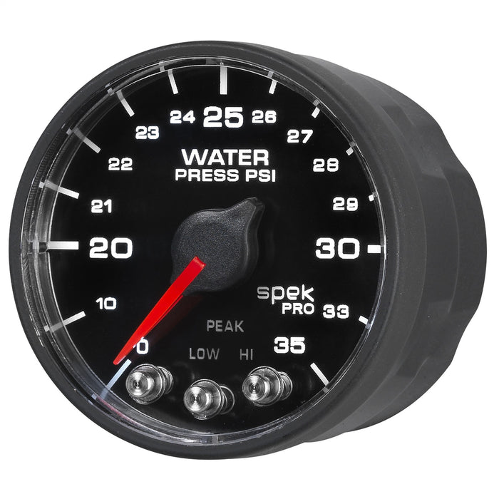 AutoMeter P543328-N1 2-1/16in. WATER PRESSURE; 0-35 PSI; SPEK-PRO; BLACK/BLACK; ECU - Truck Part Superstore