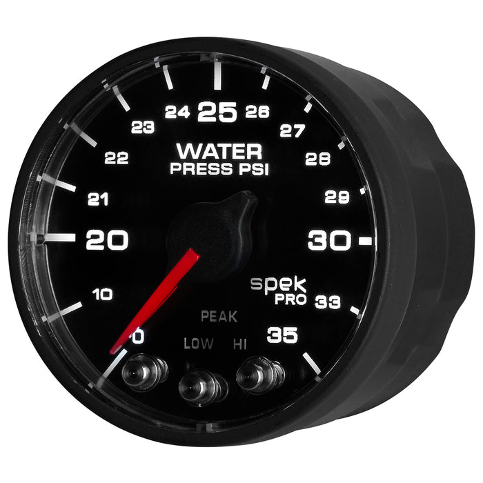 AutoMeter P543328-N1 2-1/16in. WATER PRESSURE; 0-35 PSI; SPEK-PRO; BLACK/BLACK; ECU - Truck Part Superstore