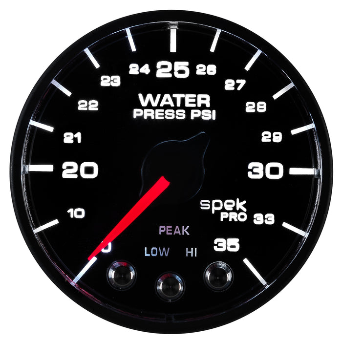 AutoMeter P543328-N1 2-1/16in. WATER PRESSURE; 0-35 PSI; SPEK-PRO; BLACK/BLACK; ECU - Truck Part Superstore