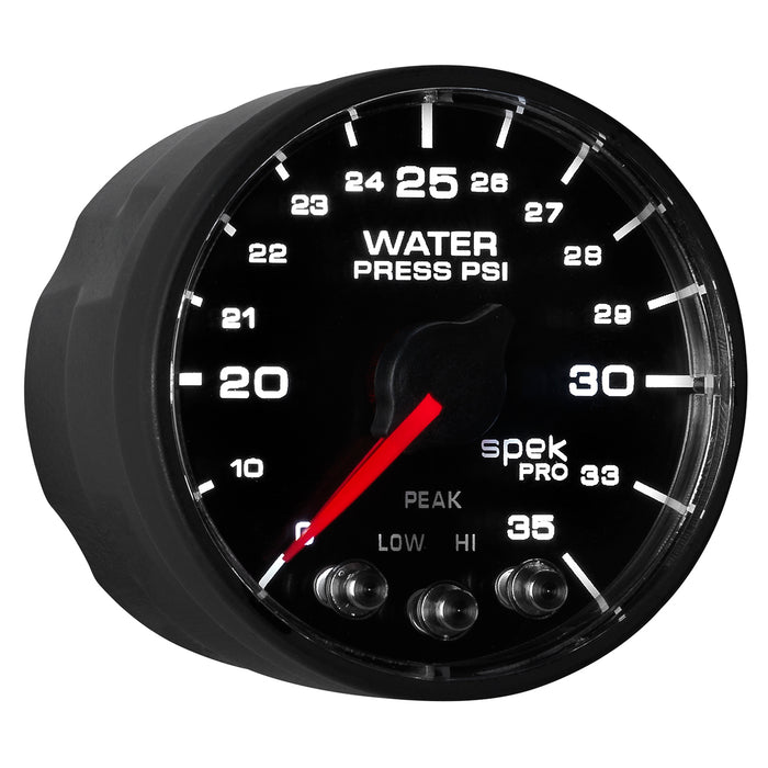 AutoMeter P543328-N1 2-1/16in. WATER PRESSURE; 0-35 PSI; SPEK-PRO; BLACK/BLACK; ECU - Truck Part Superstore