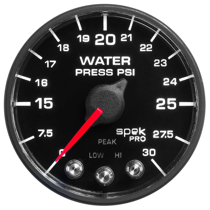 AutoMeter P550328-N1 2-1/16in. WATER PRESSURE; 0-30 PSI; SPEK-PRO; BLACK/BLACK; ECU - Truck Part Superstore