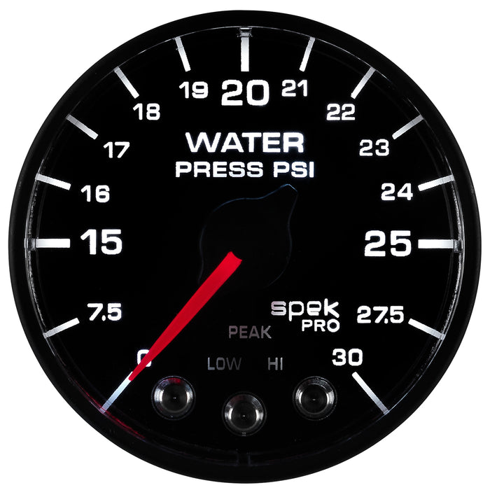 AutoMeter P550328-N1 2-1/16in. WATER PRESSURE; 0-30 PSI; SPEK-PRO; BLACK/BLACK; ECU - Truck Part Superstore