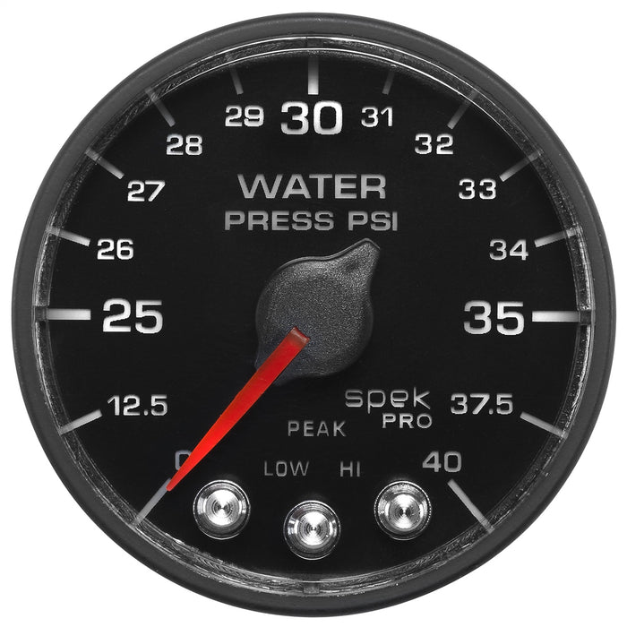 AutoMeter P551328-N1 2-1/16in. WATER PRESSURE; 0-40 PSI; SPEK-PRO; BLACK/BLACK; ECU - Truck Part Superstore