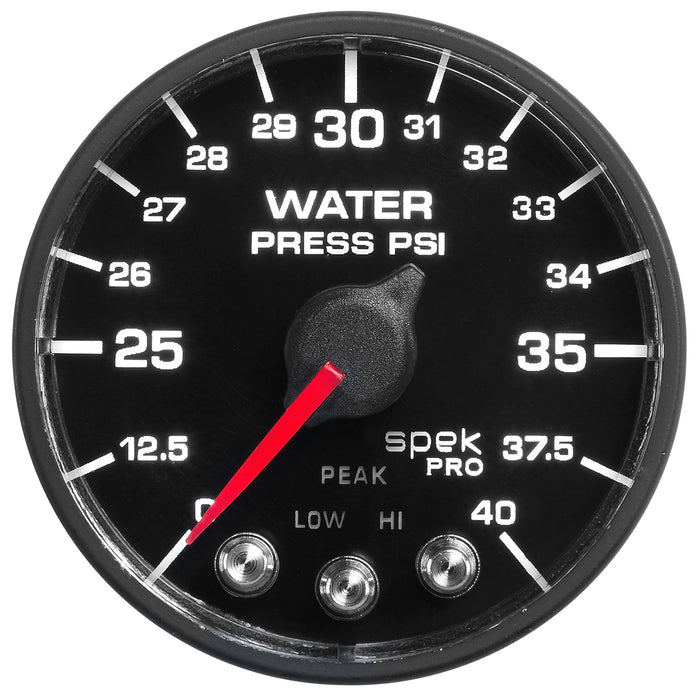 AutoMeter P551328-N1 2-1/16in. WATER PRESSURE; 0-40 PSI; SPEK-PRO; BLACK/BLACK; ECU - Truck Part Superstore