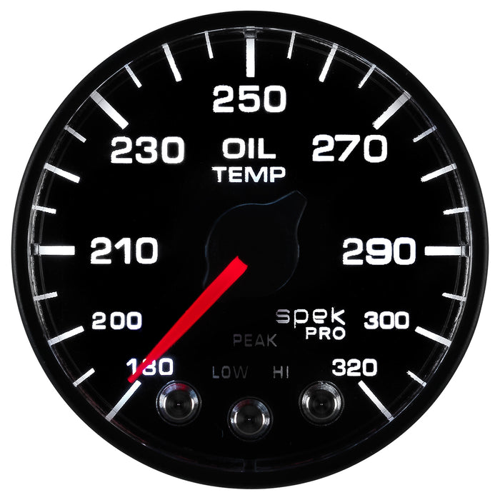 AutoMeter P553328-N1 2-1/16in. OIL TEMPERATURE; 180-320 deg.F; SPEK-PRO; BLACK/BLACK; ECU - Truck Part Superstore
