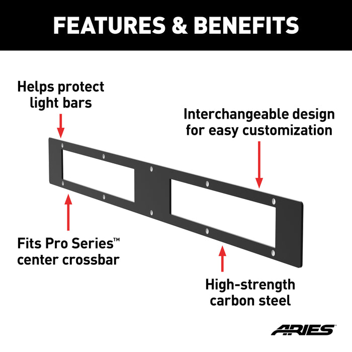 ARIES PC10OB ARIES PC10OB Pro Series 30-Inch Black Steel Grille Guard Light Bar Cover Plate - Truck Part Superstore