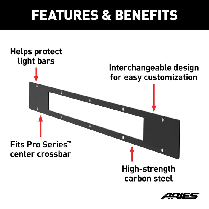 ARIES PC20OB ARIES PC20OB Pro Series 30-Inch Black Steel Grille Guard Light Bar Cover Plate - Truck Part Superstore