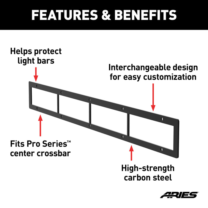 ARIES PC30OB ARIES PC30OB Pro Series 30-Inch Black Steel Grille Guard Light Bar Cover Plate - Truck Part Superstore