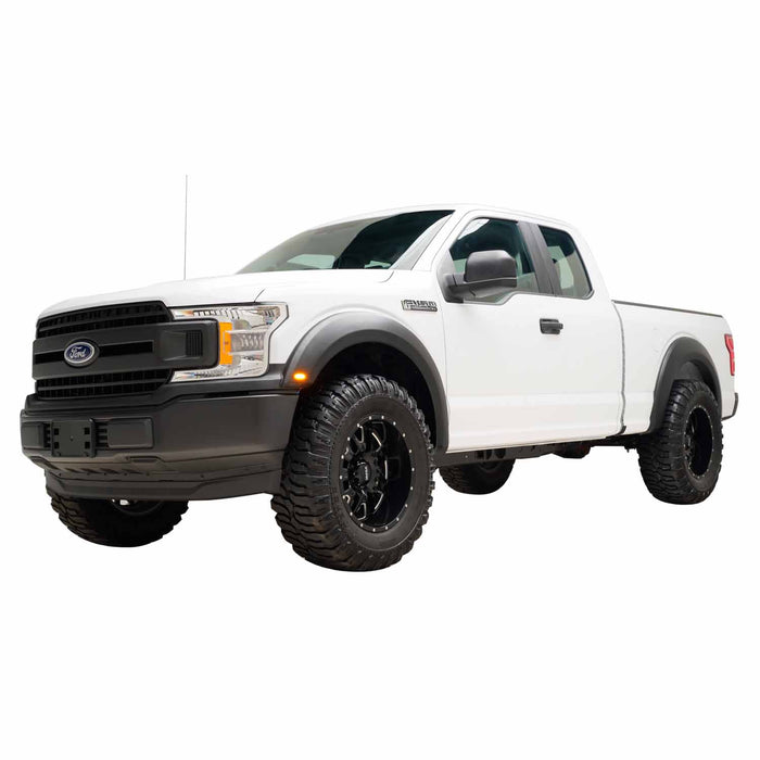 TrailFX PFFF3010S 2 In Tire Coverage Raptor Style Smooth Black ABS Plastic With LED Light Set of 4 - Truck Part Superstore