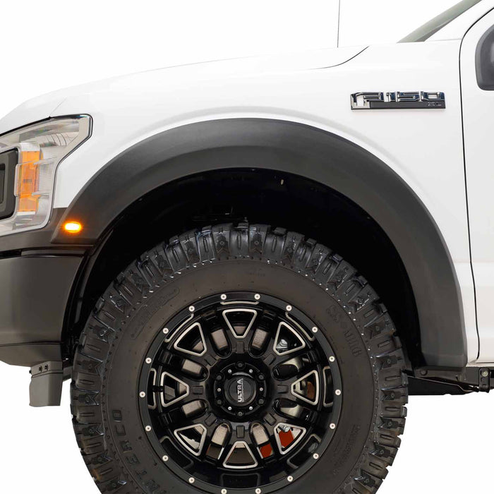 TrailFX PFFF3010S 2 In Tire Coverage Raptor Style Smooth Black ABS Plastic With LED Light Set of 4 - Truck Part Superstore