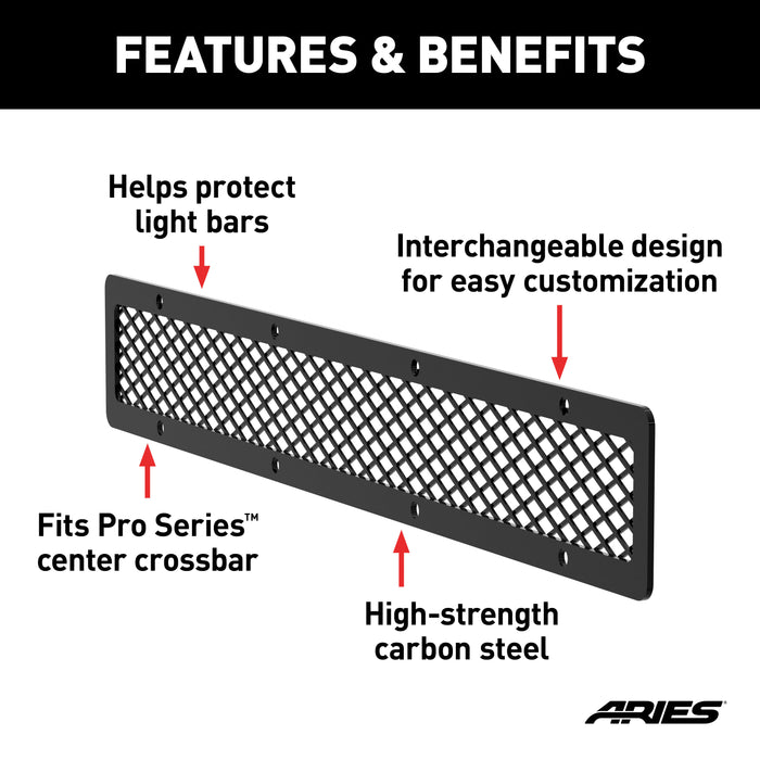 ARIES PJ20MB ARIES PJ20MB Pro Series 20-Inch Black Steel Grille Guard Light Bar Cover Plate - Truck Part Superstore