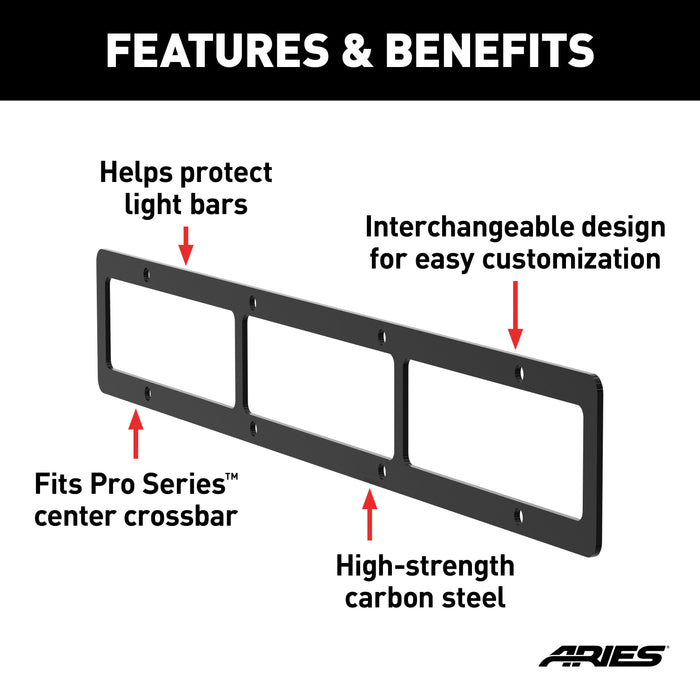 ARIES PJ20OB ARIES PJ20OB Pro Series 20-Inch Black Steel Grille Guard Light Bar Cover Plate - Truck Part Superstore