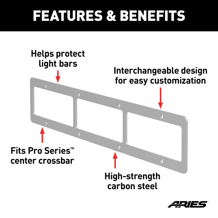 ARIES PJ20OS Pro Series 20-Inch Brushed Stainless Light Bar Cover Plate - Truck Part Superstore