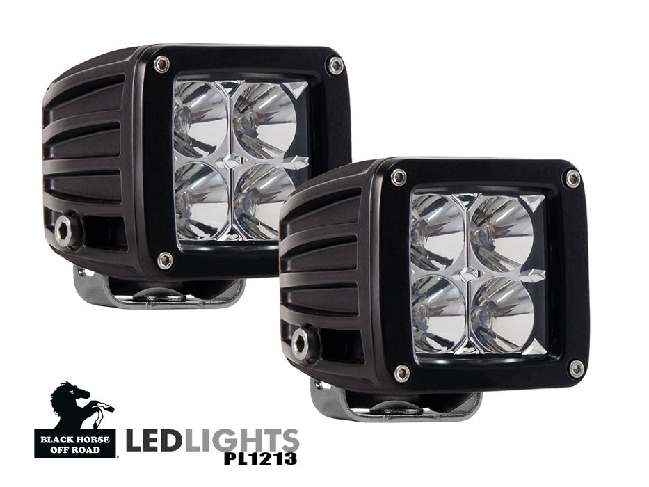 Black Horse Off Road PL1213 Clear Aluminum with Wiring kit and a switch - Truck Part Superstore