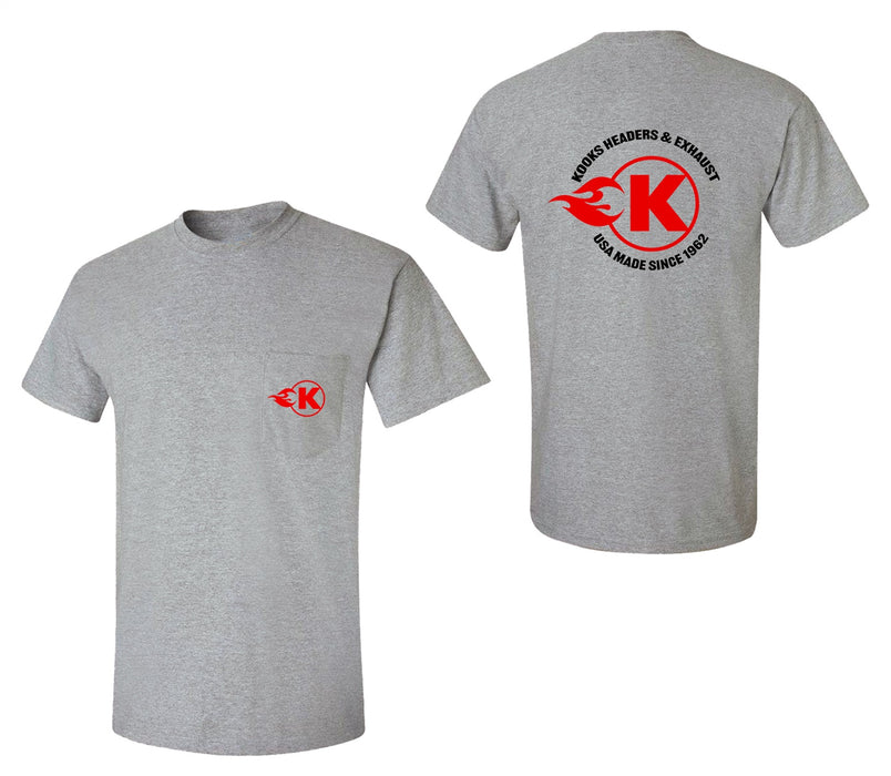 Kooks Custom Headers TS-1006451-02 Grey Pocket T-Shirt-Large - Truck Part Superstore