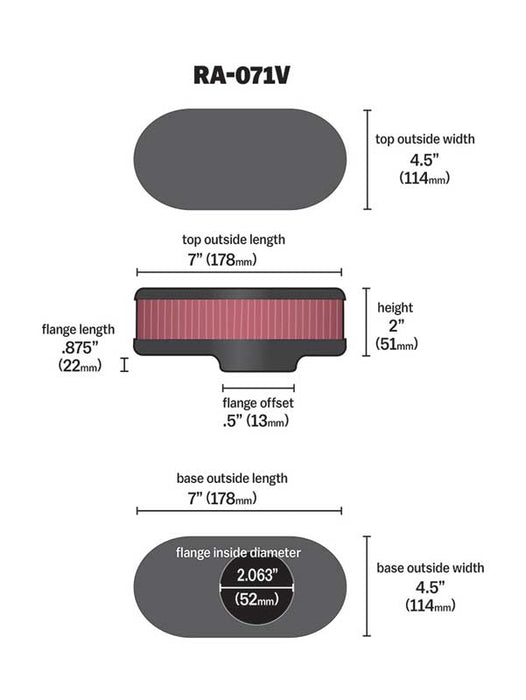 K&N RA-071V Universal Clamp-On Air Filter - Truck Part Superstore