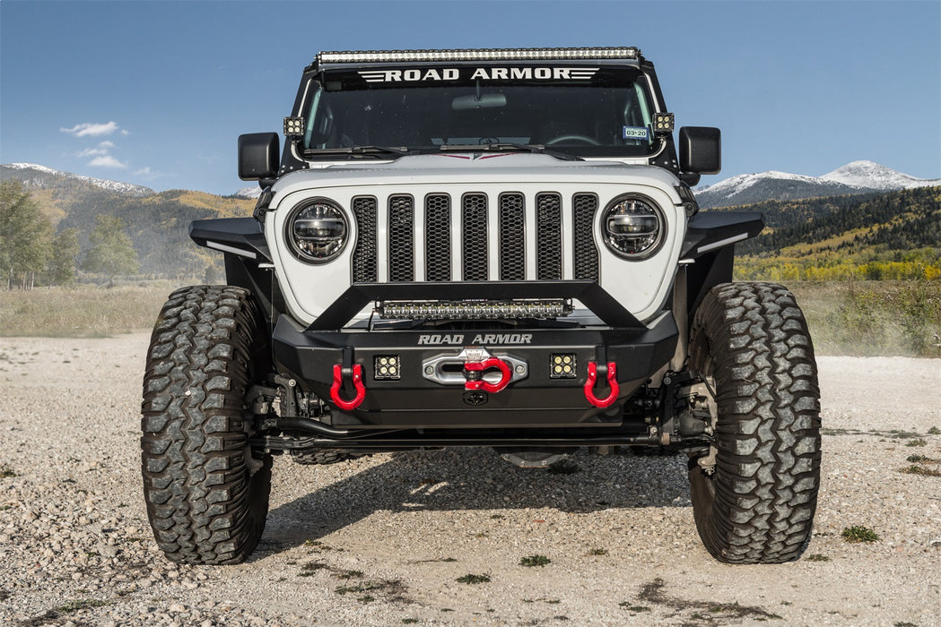 Road Armor 5182F3B Stealth Winch Front Bumper; Mid Width; Sheetmetal Bar Guard; Steel; Satin Black; - Truck Part Superstore
