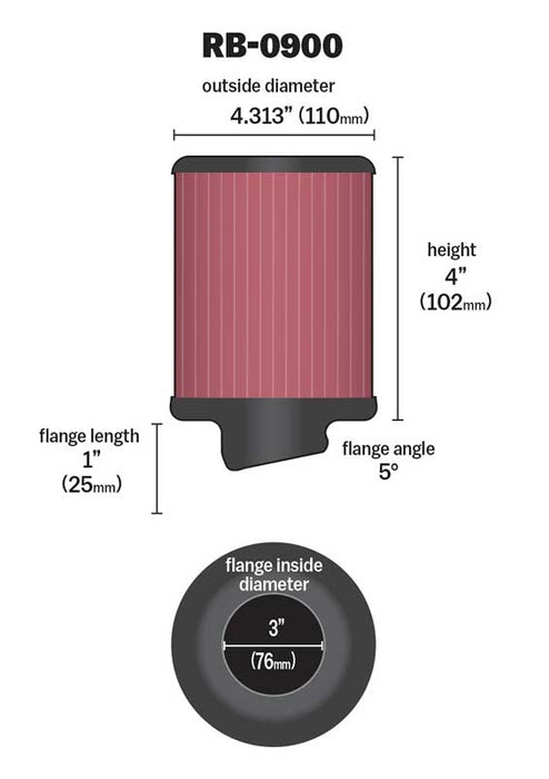 K&N RB-0900 Universal Clamp-On Air Filter - Truck Part Superstore