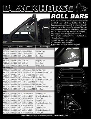 Black Horse Off Road RB003BK Classic Roll Bar - Truck Part Superstore