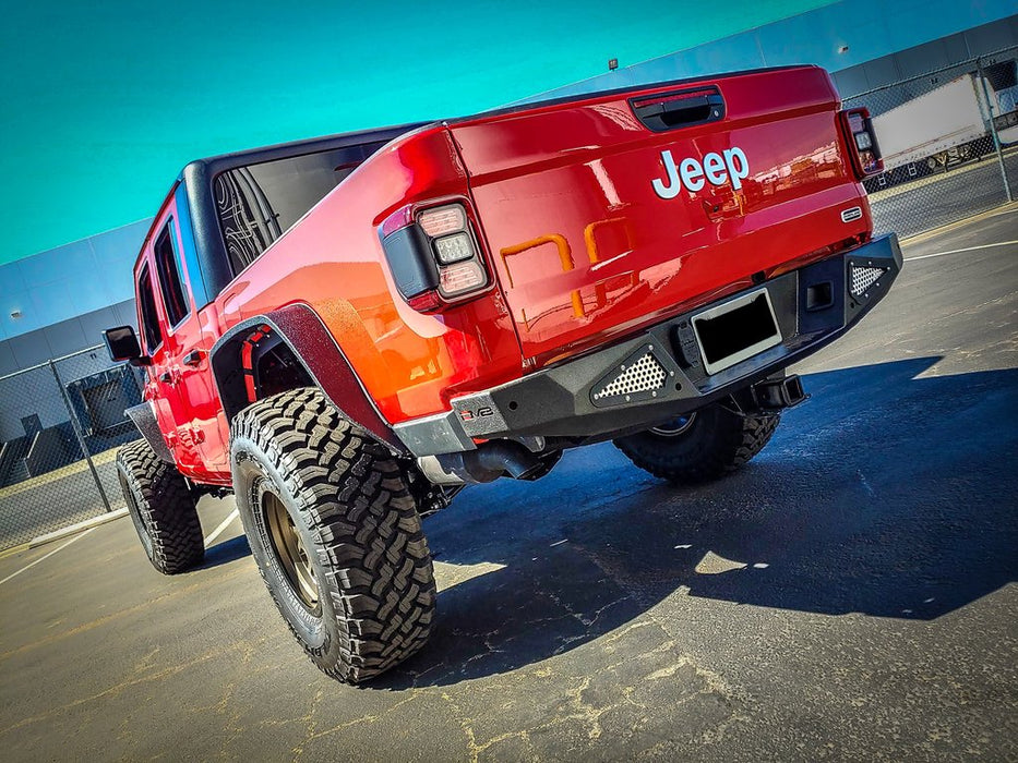 DV8 Offroad RBGL-01 Jeep Gladiator Rear Bumper 20-Present Gladiator High Clearance Steel Powdercoat DV8 OffRoad - Truck Part Superstore