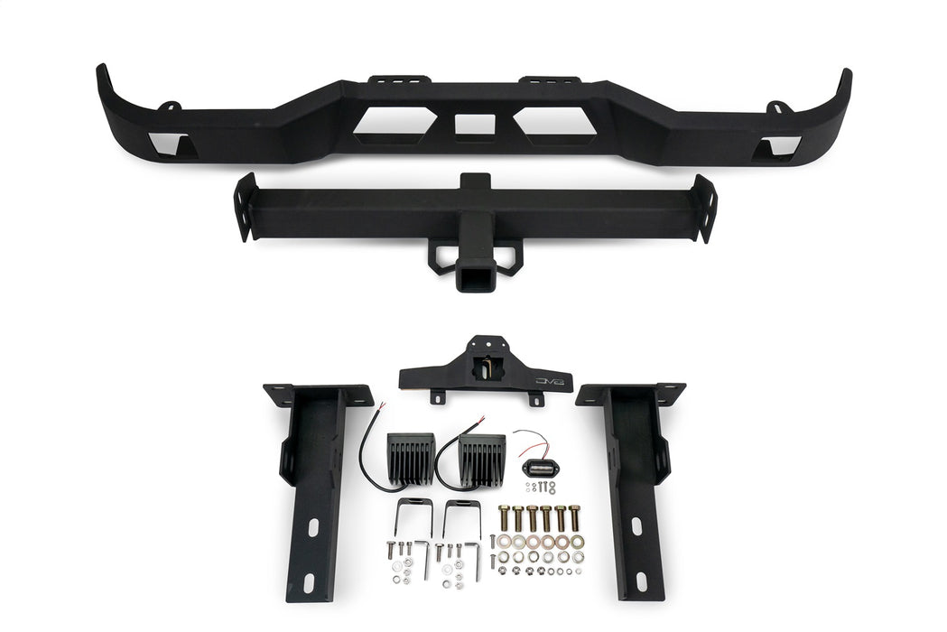 DV8 Offroad RBGL-05 Rear Bumper; Rear; w/Lights; Ultra-Slim; w/ Built-in Hitch And Steps; - Truck Part Superstore