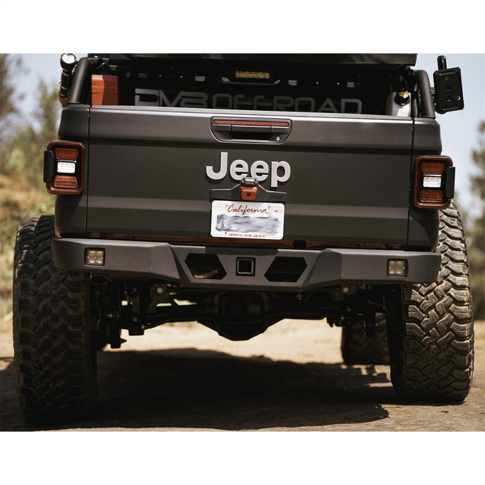 DV8 Offroad RBGL-05 Rear Bumper; Rear; w/Lights; Ultra-Slim; w/ Built-in Hitch And Steps; - Truck Part Superstore
