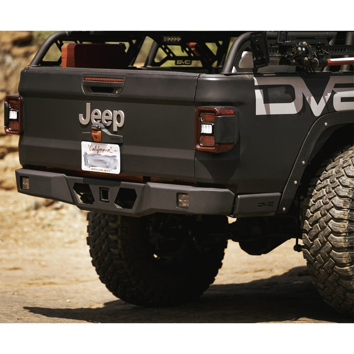 DV8 Offroad RBGL-05 Rear Bumper; Rear; w/Lights; Ultra-Slim; w/ Built-in Hitch And Steps; - Truck Part Superstore