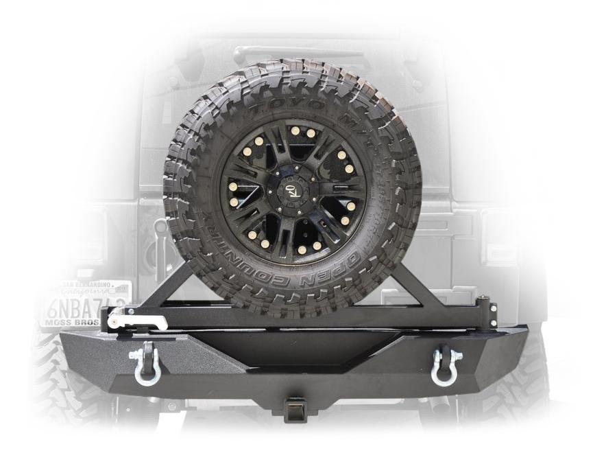 DV8 Offroad RBSTTB-01B Jeep JK Rear Bumper W/Tire Carrier Tapered Bearing 07-18 Wrangler JK Black DV8 Offroad - Truck Part Superstore