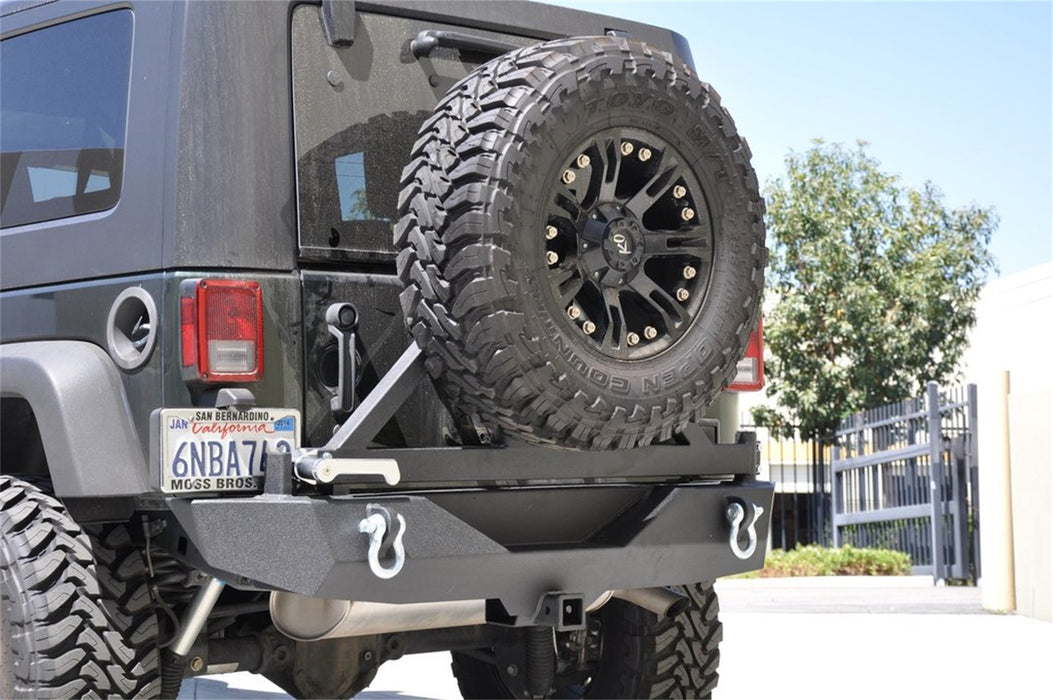 DV8 Offroad RBSTTB-01BR Rear Bumper w/Tire Carrier; Rear; w/D-Rings; Textured Black; - Truck Part Superstore