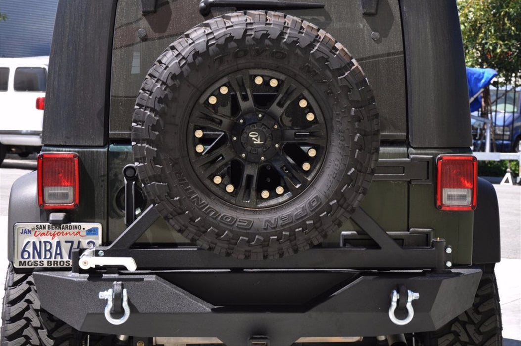 DV8 Offroad RBSTTB-01BR Rear Bumper w/Tire Carrier; Rear; w/D-Rings; Textured Black; - Truck Part Superstore